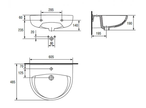 Vegghengt servant Cersanit President 60.5x48.5 cm - Hvit