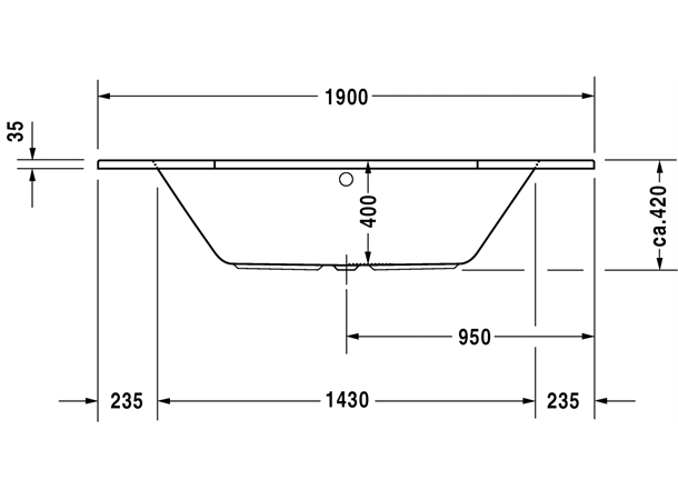 Badekar Duravit D-Code 6-kantet 190x90 cm hvit