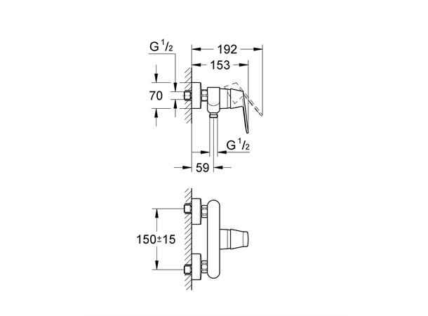 Dusjbatteri Grohe Eurosmart Cosmopolitan Krom