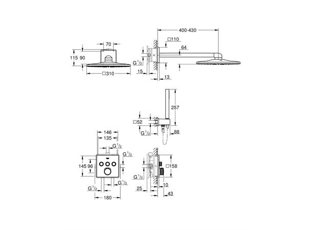 Dusjpakke Grohe Grohtherm SmartControl Med termostat krom