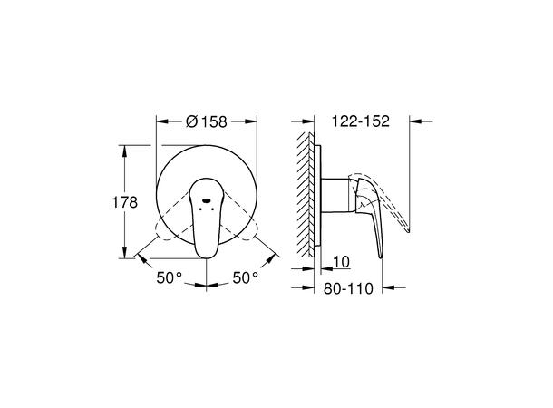 Grohe Eurostyle Innbygging dusjbatteri - Krom -