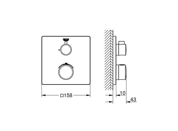 Grohe Grohtherm med termostat Innbygging dusjbatteri - Krom -