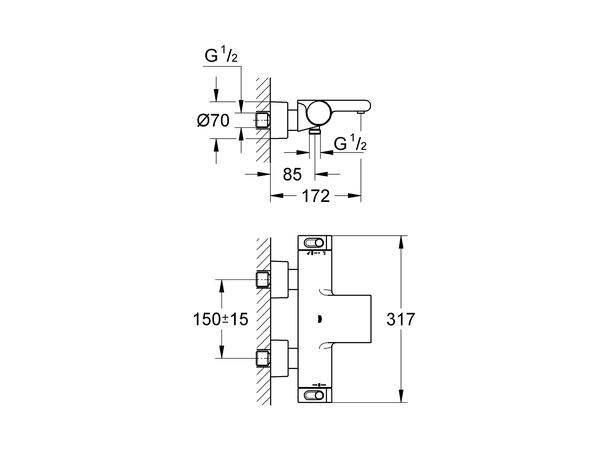 Grohe Kar-/dusjbatteri Grohtherm 2000 New Med termostat - Krom -