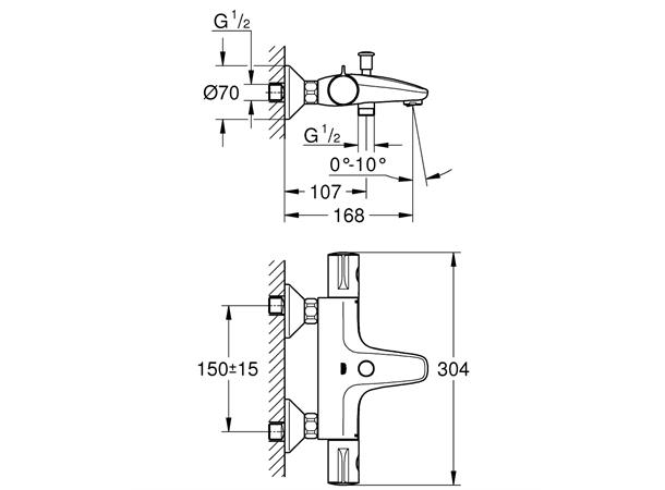 Grohe Kar-/dusjbatteri Grohtherm 800 Med termostat - Krom -