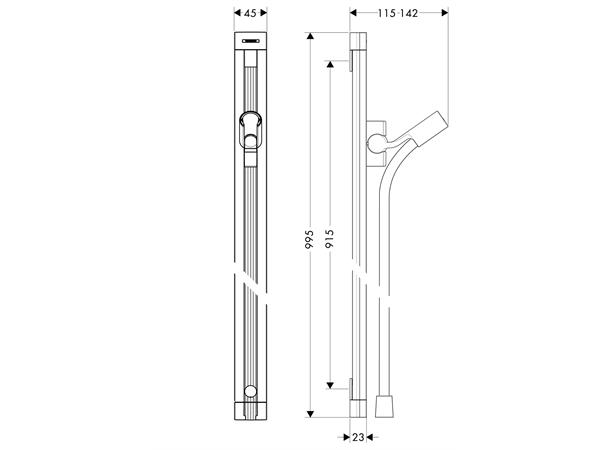 Hansgrohe Dusjstang  Raindance - 90cm - Med dusjslange - Krom -