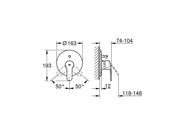 Kar-/dusjbatteri Grohe Eurostyle Cosmopolitan Til innbygging - Krom -