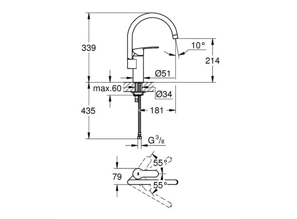 Kjøkkenbatteri Grohe Eurostyle Cosmopolitan krom