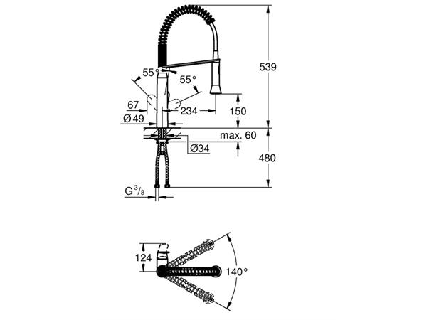 Kjøkkenbatteri Grohe K7 Krom