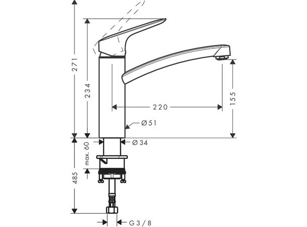 Kjøkkenbatteri Hansgrohe Logis Krom