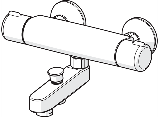 Oras Badekarbatteri  Nova Med termostat - Krom -