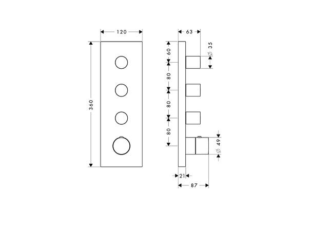 Termostatmodul Axor Starck Shower Collection Til innbygging 360/120 Krom