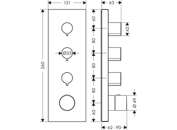 Termostatmodul Axor Starck Shower Collection Til innbygging 360/120 Krom