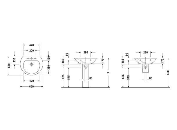 Vegghengt Servant Duravit Darling New - 65x55 cm - Hvit - Wondergliss