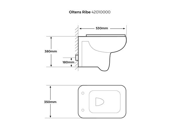 Vegghengt Toalett Oltens Ribe Rimless 53x35 cm - Soft-close toalettsete - Hvit