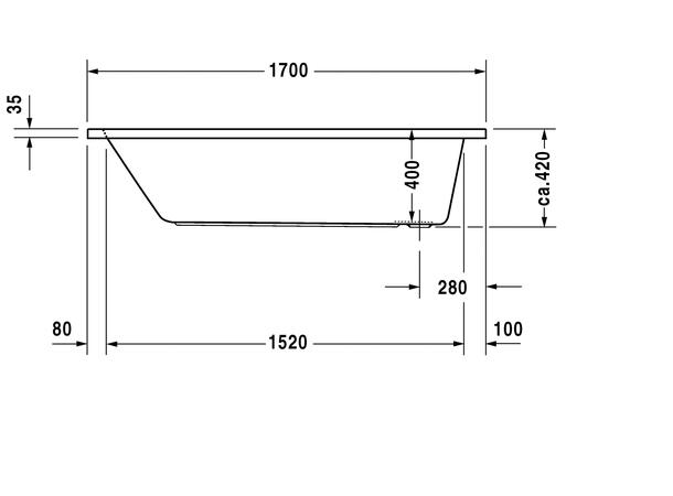 Badekar Duravit D-Code 170x75cm hvit