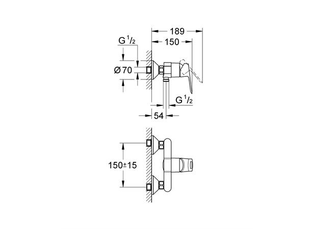 Dusjbatteri Grohe Bauloop Krom