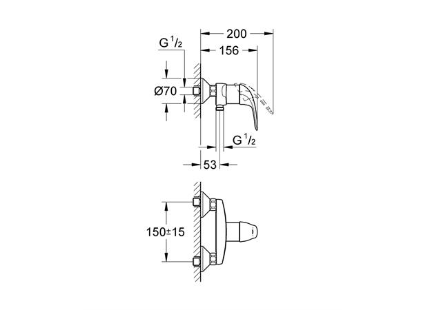 Dusjbatteri Grohe Euroeco Krom