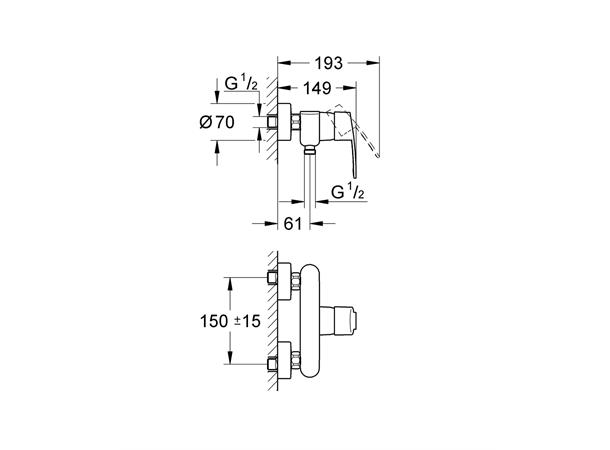 Dusjbatteri Grohe Eurostyle Cosmopolitan Krom