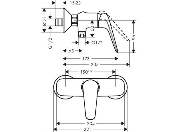 Dusjbatteri Hansgrohe Novus Krom