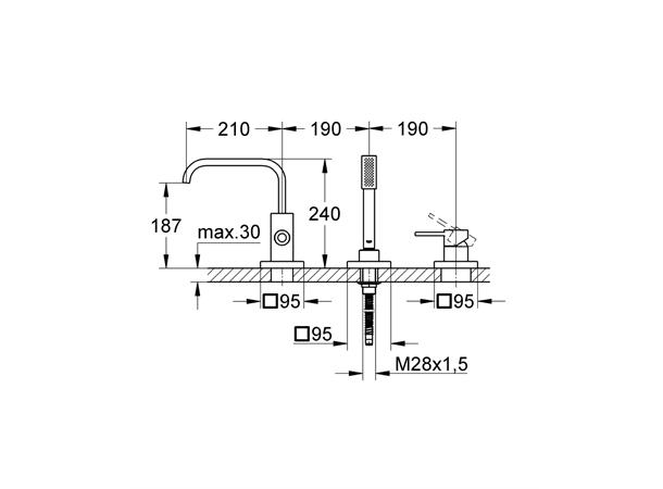 Grohe Kar-/dusjbatteri Allure 3-hulls - Krom -