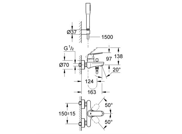 Grohe Kar-/dusjbatteri Eurosmart Cosmopolitan - Krom -