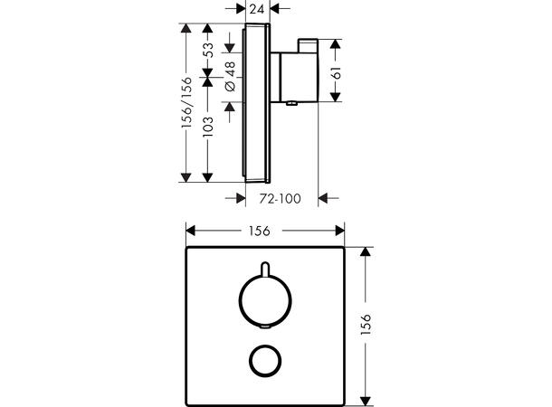 Hansgrohe ShowerSelect Glass m/termostat Innbygging dusjbatteri - Krom/hvit -