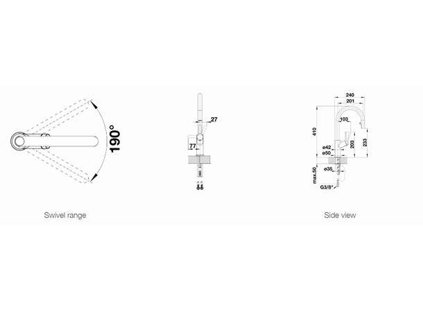 Kjøkkenbatteri Blanco Carena-S Vario Med uttrekkbar tut Brun / Krom