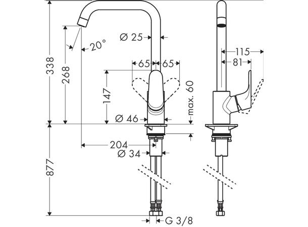 Kjøkkenbatteri Hansgrohe Focus Krom