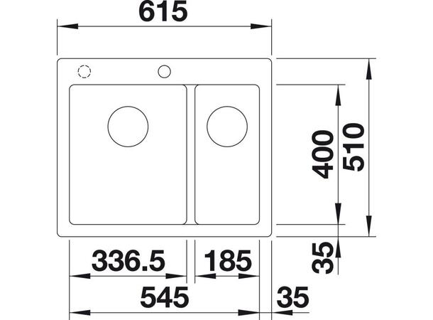 Kjøkkenvask Blanco Pleon 6 Split Silgranit PuraDur 61.5x51cm - Antrasitt