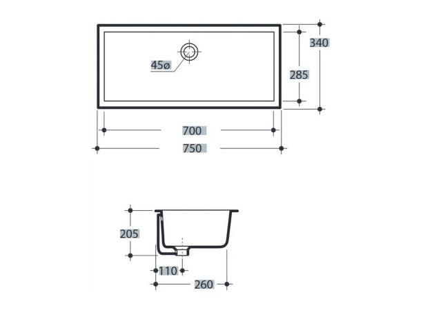 Servant Kerasan Lavabi D'Arredo Underlimt - 70 x 28.5 cm - hvit