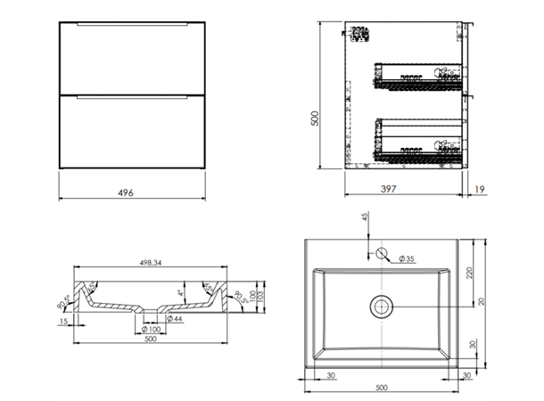 Servant Omnires OmniDream med underskap - 50 cm - Hvit glans