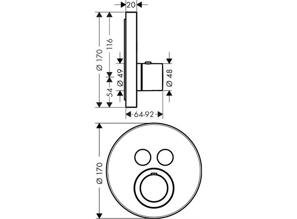 Termostatbatteri Axor ShowerSelect Round Til innbygging - Krom -