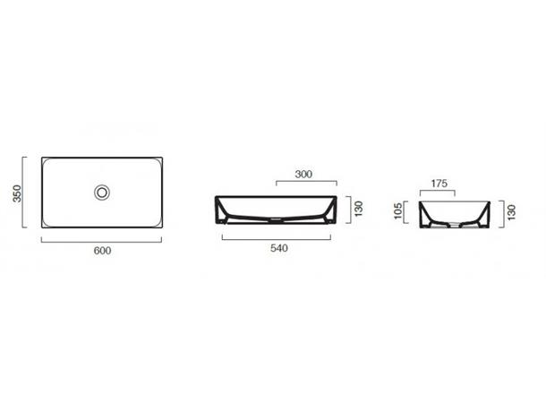 Toppmontert servant Catalano New Zero 60 60x35 cm - Hvit - Cataglaze