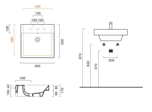 Vegghengt servant Catalano New Zero 50x50 cm - Hvit - Cataglaze