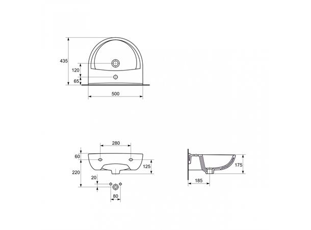 Vegghengt servant Cersanit President 50x43.5 cm - Hvit