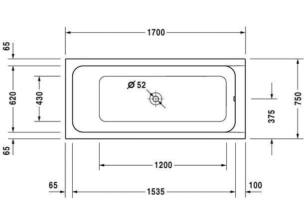 Badekar Duravit D-Code 170x75cm hvit