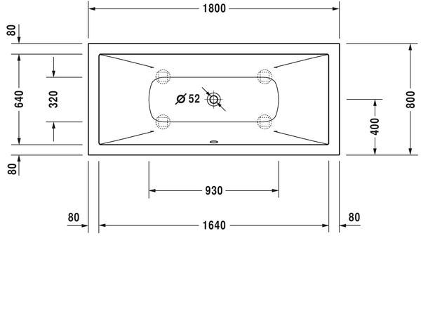 Badekar Duravit DuraSquare 180x80cm hvit