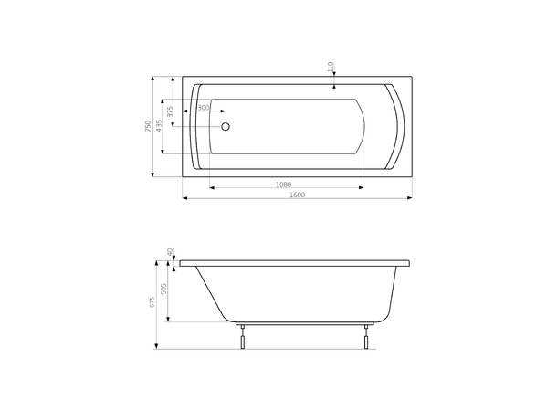 Badekar Roca Linea XL 160x75cm hvit