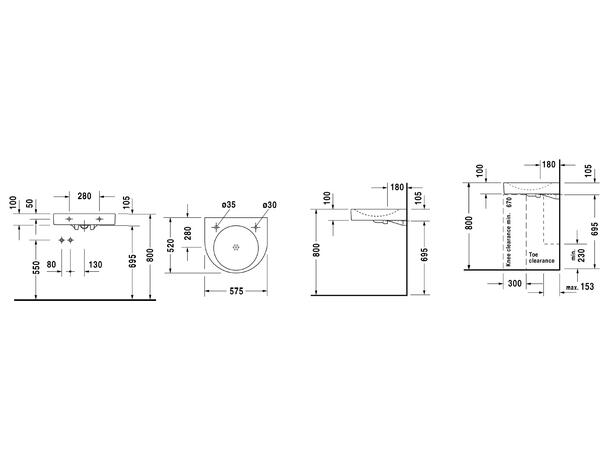 Duravit Architec Vegghengt Servant - 57.5x52cm - Hvit -