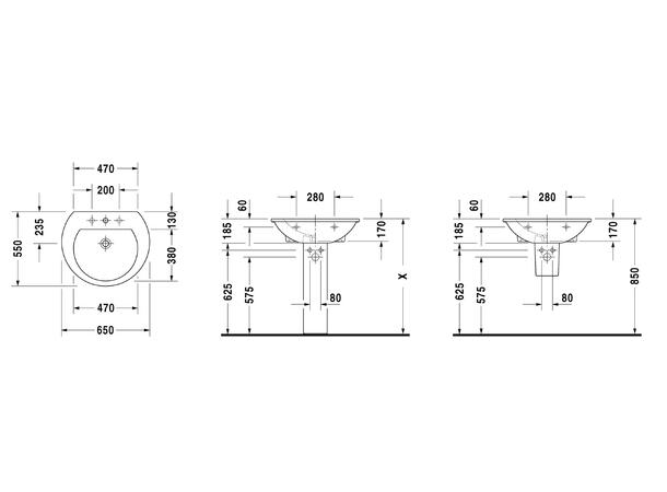 Duravit Darling New Vegghengt Servant - 1 kranhull - 65x55cm - WonderGliss