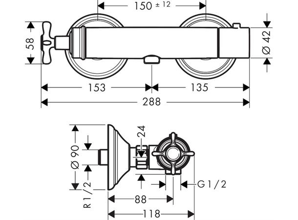 Dusjbatteri Axor Montreux Med termostat - Krom