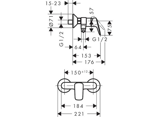 Dusjbatteri Hansgrohe Logis Krom