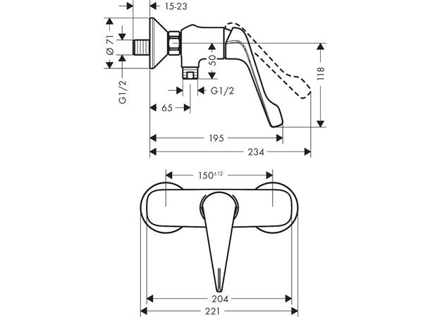 Dusjbatteri Hansgrohe Novus Krom