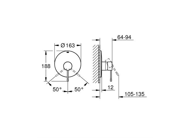 Grohe Essence Innbygging dusjbatteri - Krom -