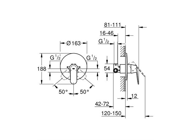 Grohe Eurosmart Cosmopolitan Innbygging dusjbatteri - Krom -