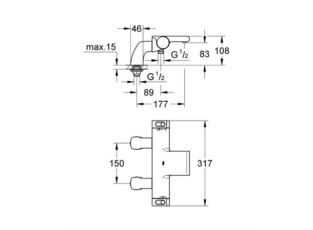 Grohe Kar-/dusjbatteri Grohtherm 2000 Med termostat - Krom -