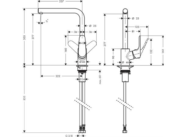 Kjøkkenbatteri Hansgrohe Focus Krom