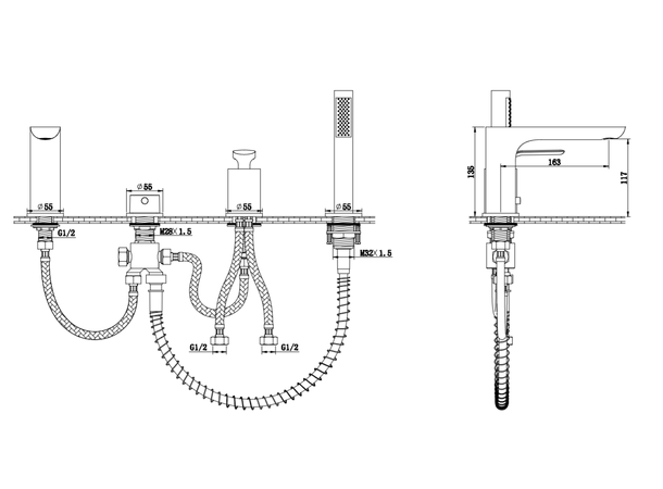 Kohlman Kar-/dusjbatteri Experience 4-hulls - Krom -