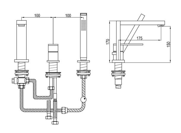 Kohlman Kar-/dusjbatteri Nexen 3-hulls - Krom -