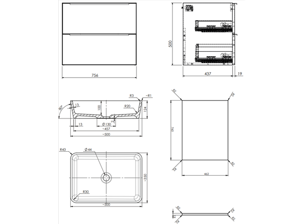 Servant Omnires OmniDream med underskap - 76 cm - Hvit glans